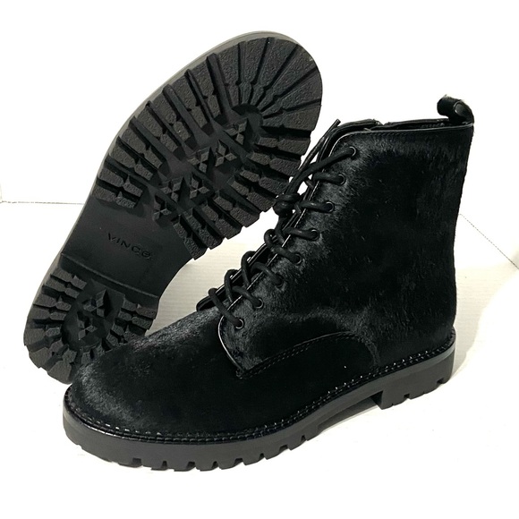 VINCE WOMENS CABRIA LUG 2 CALF HAIR COMBAT & LACE-UP BOOTS 8 - Picture 7 of 14